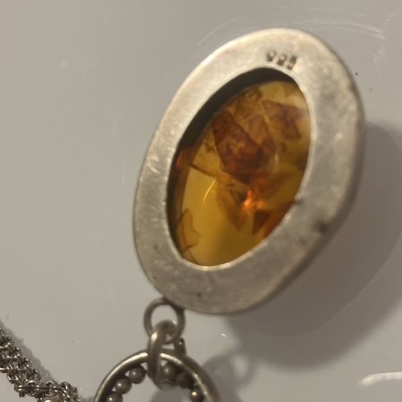 Genuine Baltic Amber & Sterling Silver Toggle Chain Necklace 🦋 - Picture 11 of 16